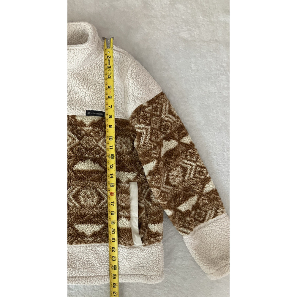 Columbia Women's Sherpa Aztec Tribal Fleece Pullover Brown Snap Jacket Large - Picture 7 of 7